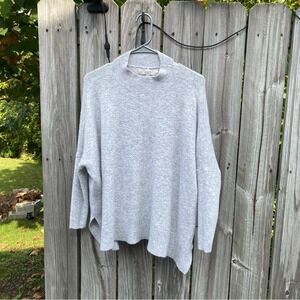 LOFT Womens Grey Mock Neck Oversized Knit‎ Sweater Dolman Sleeve Medium